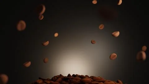 Coffee beans falling with spotlight from the back Stock Illustration