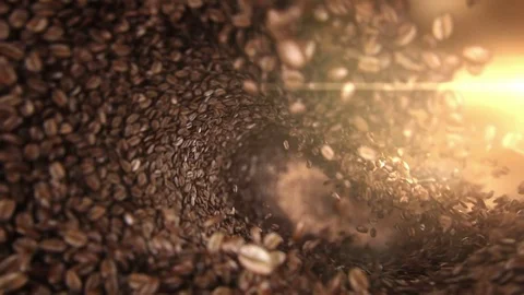 Coffee beans falling wave Stock Footage 77624684