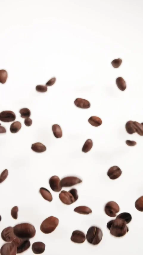Coffee beans floating in the air Stock Footage 321582887