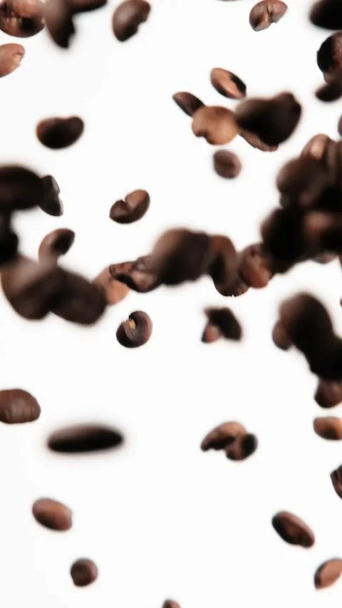 Coffee beans floating in the air Stock Footage 321582896