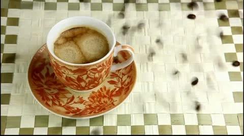 Coffee beans flow with slow motion. Stock Footage 11401321