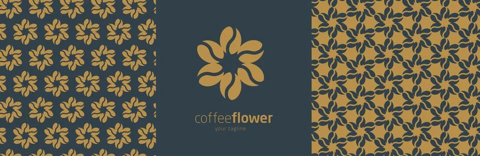 Coffee beans flower vector logo Stock Illustration