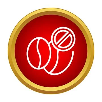 Coffee beans with a forbidden sign on a red button Stock Illustration