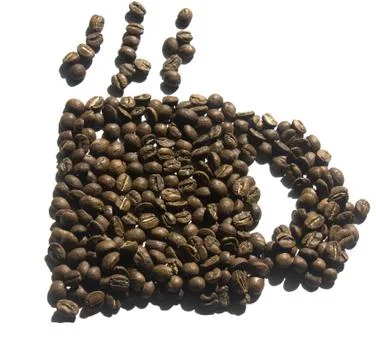Coffee beans in form of cup isolated on white Stock Photos