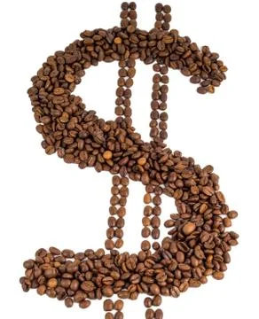 Coffee beans in the form of dollar Stock Photos