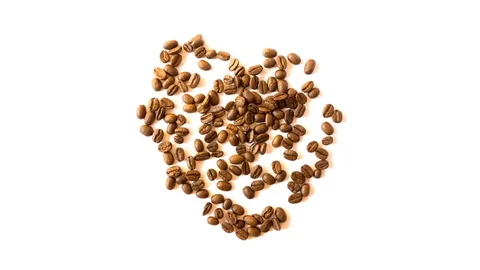 Coffee beans form a heart Stock Footage 116748346