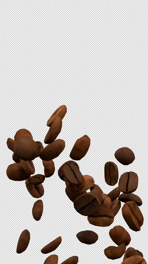 Coffee beans fountain – 3d render with alpha channel. Stock Footage 293702676