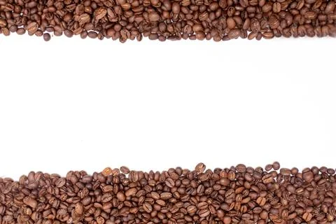 Coffee beans frame borders made from roasted coffee beans. Blank for text Stock Photos