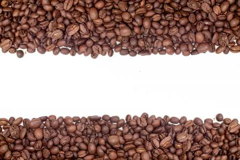 Coffee beans frame borders made from roasted coffee beans. Blank for text Stock Photos