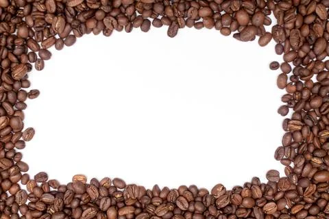 Coffee beans frame. Borders made from roasted coffee beans. Blank for text Stock Photos