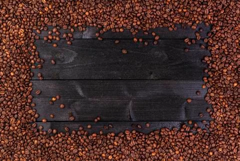 Coffee beans frame. Top view with copy space Foto stock