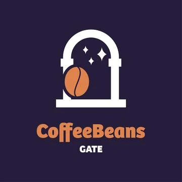 Coffee Beans Gate Logo Stock Illustration