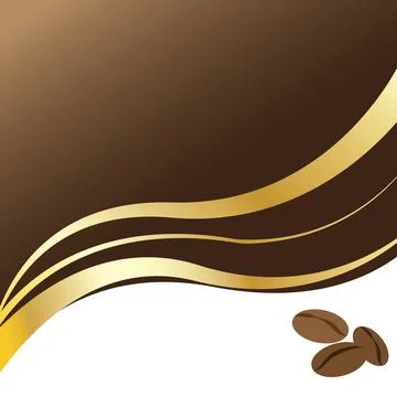 Coffee beans gold wave background Stock Illustration