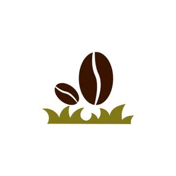 Coffee beans grass vector design template illustration Stock Illustration