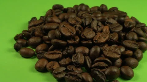 Coffee Beans On A Green Screen Rotating, Chroma, Key, Close Up Stock Footage 38687890