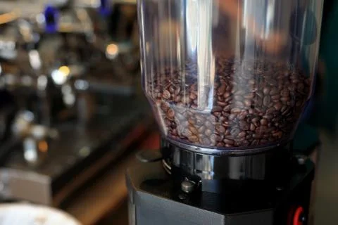 Coffee beans in grinder Stock Photos