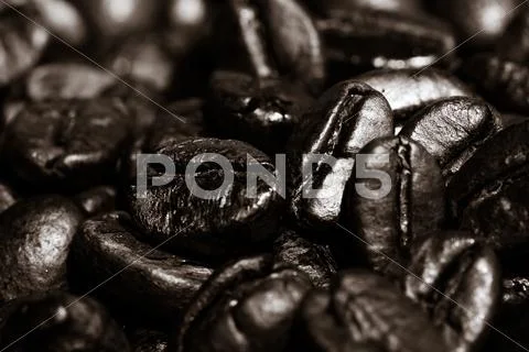 Coffee beans on grunge wooden background Stock Photos