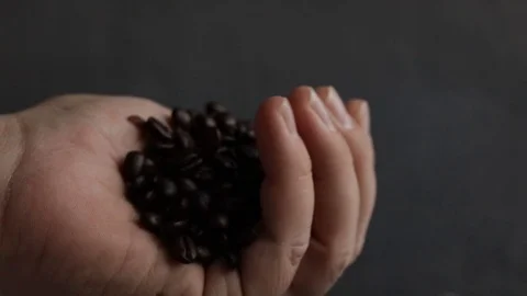 Coffee Beans in Hand Stock Footage 109068731