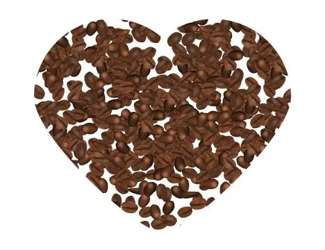 Coffee Beans Hart Shape Isolated on White Background Stock Illustration