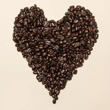 Coffee beans heart shape Foto stock