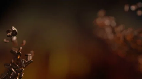 Coffee beans hit on the fly Stock Footage 123478790