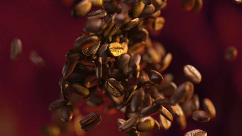 Coffee beans hit on the fly Video stock 123610138
