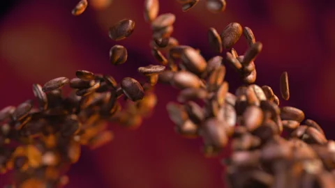 Coffee beans hit on the fly Video stock 123610153