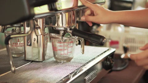 Coffee beans for hot beverages at a coffee shop. Stock Footage 186924382