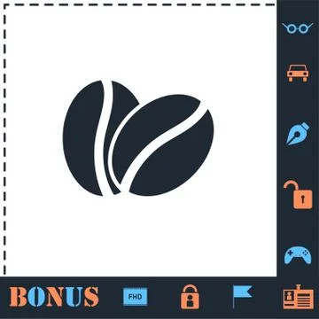 Coffee beans icon flat Stock Illustration