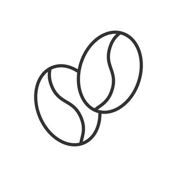 Coffee beans icon in line design. roasted beans cafe product ingredient on white 库存插图