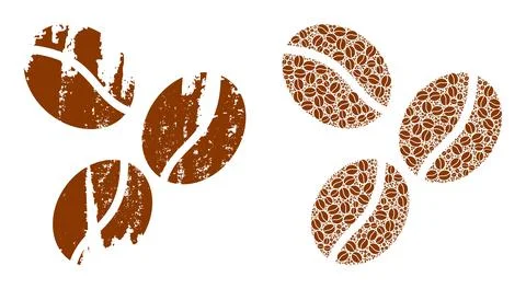 Coffee Beans Icon Recursive Mosaic and Grunge Textured Icon Illustrazione stock