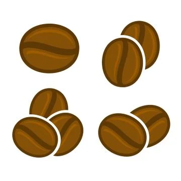 Coffee Beans Icon Set. Vector Stock Illustration