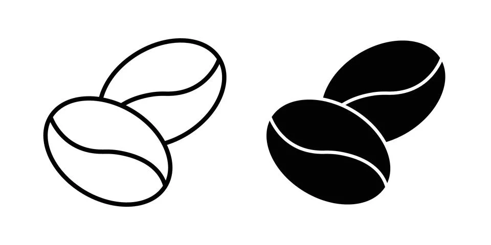 Coffee beans icon symbol. Flat and Stroke Vector illustration Stock Illustration