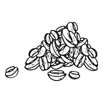 Coffee beans icon. Vector illustration of scattered coffee beans. Stock Illustration