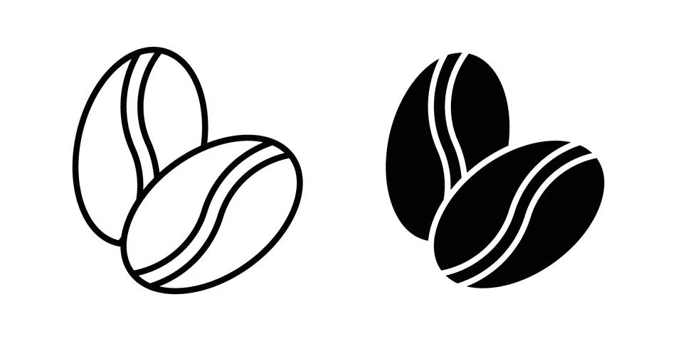 Coffee beans icon vector template set in black Stock Illustration