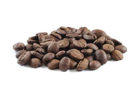 Coffee beans isolate close up on white background . Stock Photos
