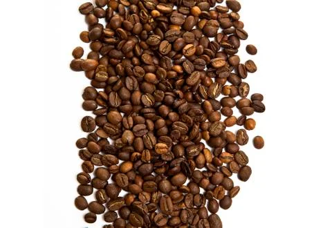 Coffee beans isolated on background with copyspace for text Stock Photos