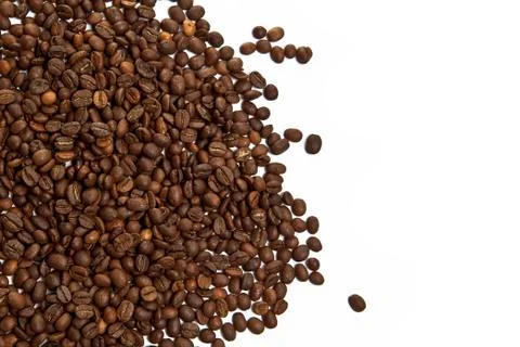 Coffee beans isolated on background with copyspace for text Stock Photos