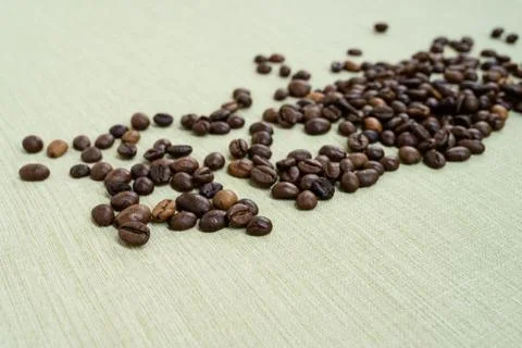 Coffee beans isolated on background with space for text. Roasted coffee beans Foto stock