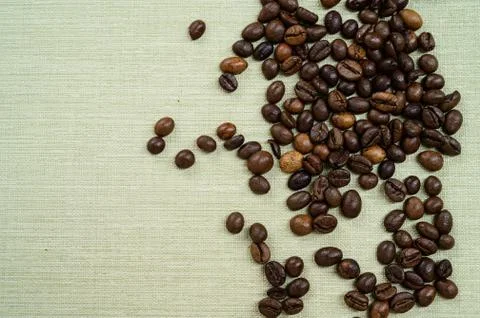 Coffee beans isolated on background with space for text. Roasted coffee beans Stock Photos