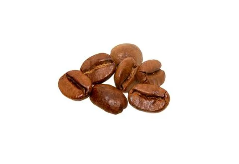 Coffee beans isolated, close-up. Stock Photos