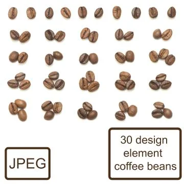 Coffee beans isolated set design element Stock Photos