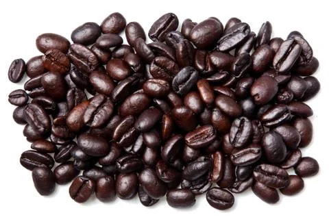 Coffee beans isolated on white background with drop shadow Stock Photos