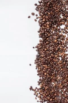 Coffee beans isolated on white background with copyspace for text. Coffee bac Stock Photos