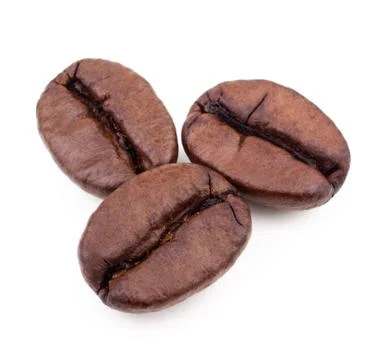 Coffee beans isolated on white background. Top view Stock Photos