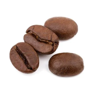 Coffee beans isolated on white background. Top view Stock Photos