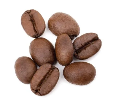 Coffee beans isolated on white background. Top view Stock Photos