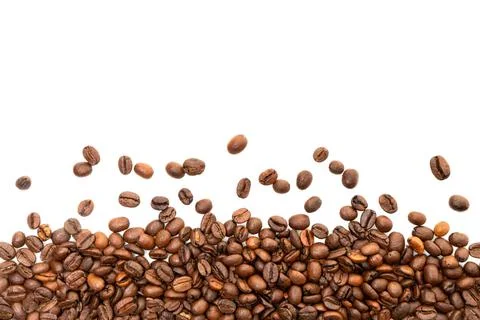 Coffee beans isolated on white background with copyspace for text. Coffee bac Stock Photos