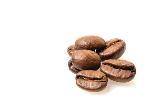 Coffee beans isolated on white background close up Stock Photos