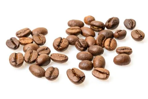 Coffee beans isolated on white background close up Stock Photos